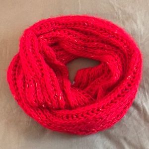 Knit red infinity scarf